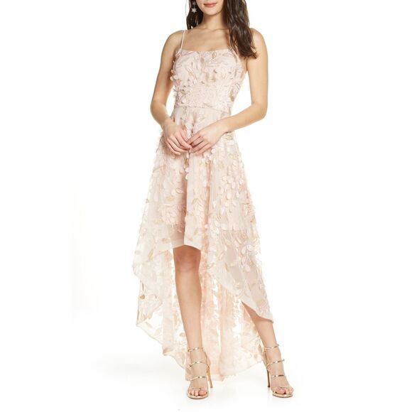 XSCAPE‎ Womens Pink Embellished Sheer Floral Spaghetti Strap Sweetheart Neckline - Picture 1 of 2